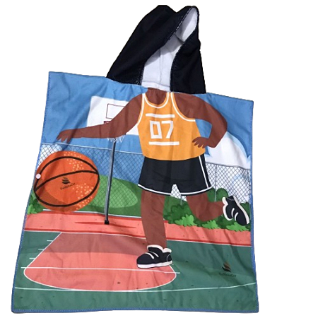 Toalha Poncho com Capuz Menino Basquete DaMinhaCor - Infantil