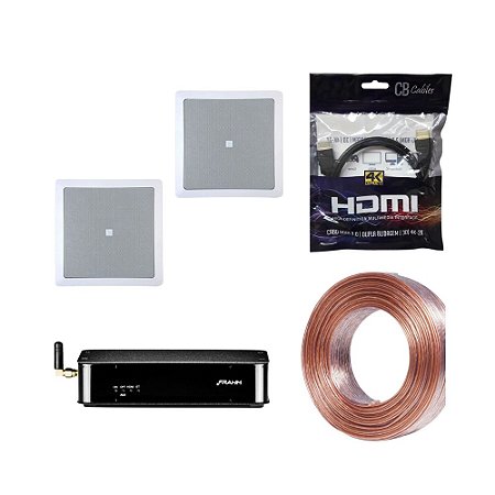 Kit RD HDMI Frahm + 2 Arandelas 6CO1Q JBL + 20m Fio 2x1,5mm + Brinde