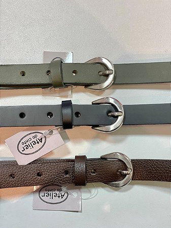 2045-CINTO LISO COURO FIVELA METAL NIQUEL - 2,0CM