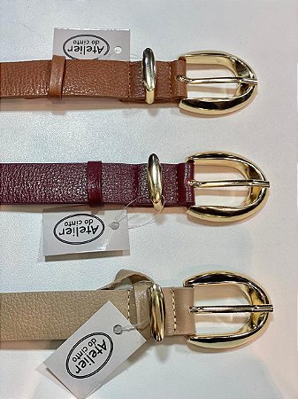 2590-CINTO COURO FIVELA METAL DOURADO