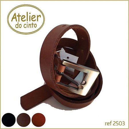 2503-cinto liso em couro 2,5cm largura