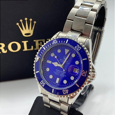 Relógio Rolex Submariner Prata Com Fundo Azul Frete Grátis - Outlet  Magrinho - Os Melhores Preços só Aqui!