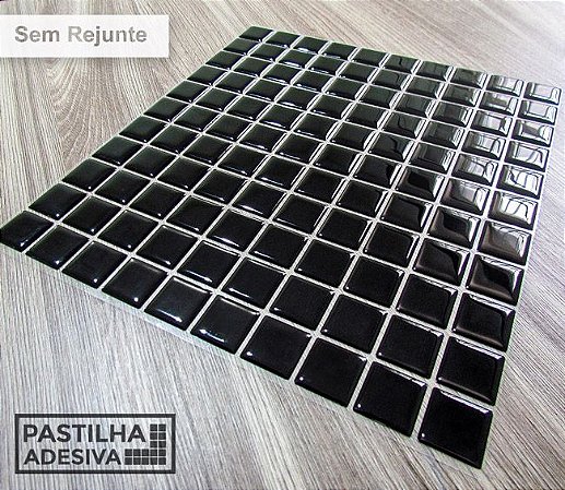 Placa Pastilha Adesiva Resinada 30x27 cm - AT036 - Preto