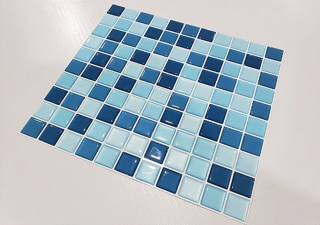 Placa Pastilha Adesiva Resinada 30x27 cm - AT046 - Azul