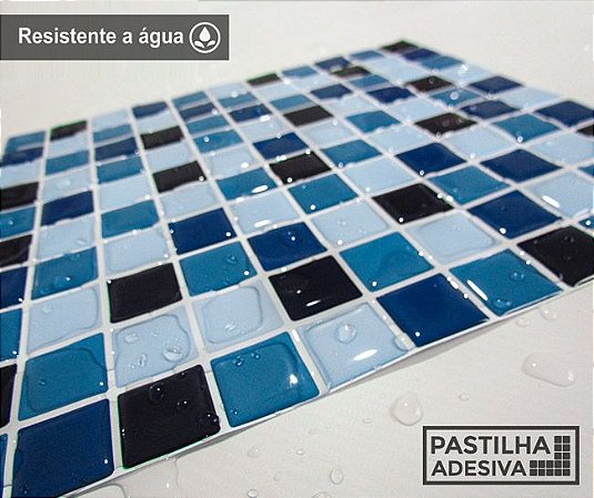 Placa Pastilha Adesiva Resinada 30x27 cm - AT059 - Azul