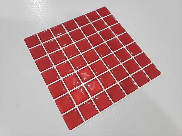 Placa Pastilha Adesiva Resinada 18x18 cm - AT069 - Vermelho