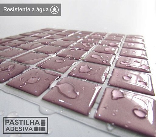 Placa Pastilha Adesiva Resinada 18x18 cm - AT077 - Rosa