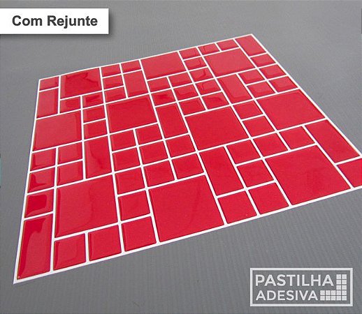 Placa Mosaico Adesiva Resinada 30x27 cm - AT104 - Vermelho