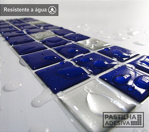 Faixa Pastilha Adesiva Resinada Aço Escovado 27x8 cm - AT159 - Azul