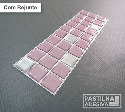 Faixa Pastilha Adesiva Resinada Aço Escovado 27x8 cm - AT162 - Rosa