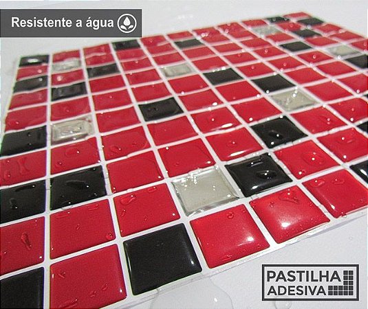 Placa Pastilha Adesiva Resinada 30x27 cm - AT173 - Vermelho