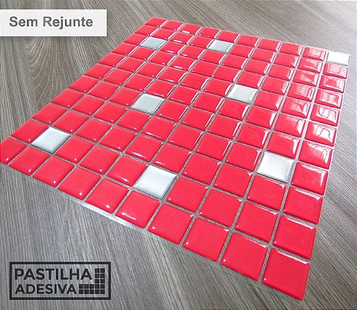 Placa Pastilha Adesiva Resinada 30x27 cm - AT195 - Vermelho