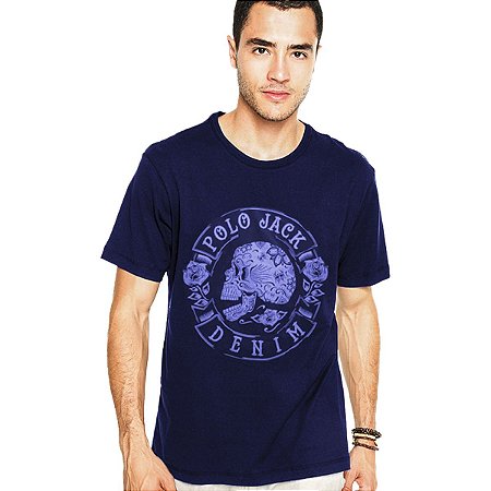 Camiseta Reta Masculina Manga Curta Estampada