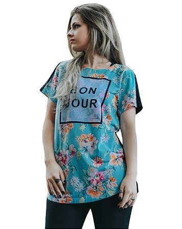Camiseta Feminina Florida Manga Curta