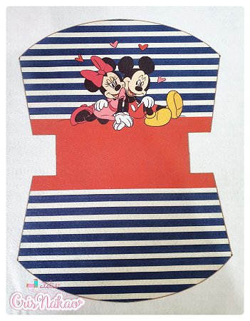 Feltro estampado - Nécessaire Minnie e Mickey  fundo Vermelho e Azul mod 2