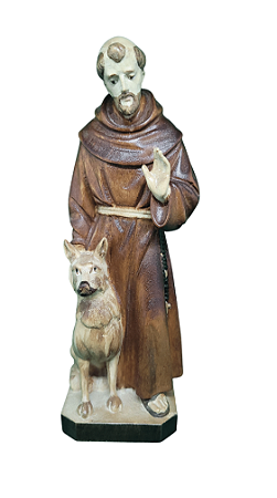 São Francisco com Lobo - 17,5 cm - Tons de Marrom