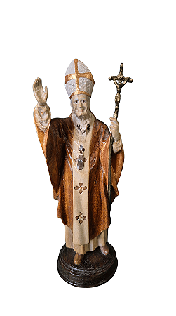São João Paulo II - 16,2 cm Tons de Marrom.