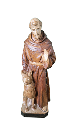 São Francisco com Lobo 13 cm Tons de Marrom