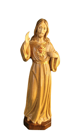Sagrado Coração de Jesus - 15 cm tons de marrom