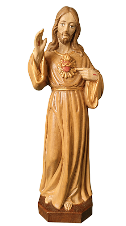 Sagrado Coração de Jesus - 20 cm Tons de Marrom.