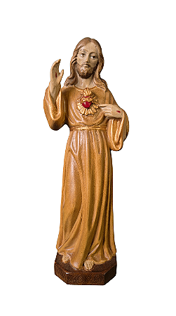 Sagrado Coração de Jesus - 20 cm Tons de Marrom.