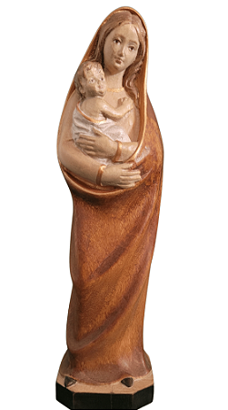 Nossa Senhora com Menino - 23 cm - Tons de Marrom.