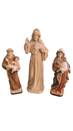 Conjunto Nossa Sra. Barroca 7,2 cm, Santo Antônio 7,2 cm & Sagrado C. Jesus 9,2 cm.