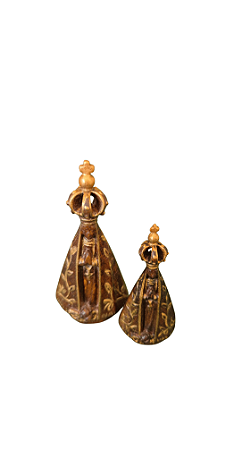 Nossa Senhora Aparecida 5,5 cm & 8 cm Tons de Marrom.
