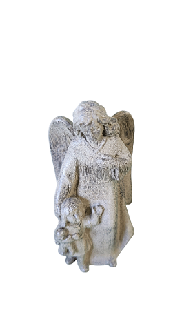 Anjo da Guarda com Menina - 8,5 cm - Natural.
