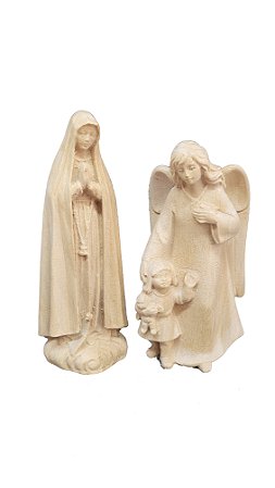 Conjunto Nossa Sra. de Fátima 9,2 cm & Anjo da Guarda 8,5 cm.