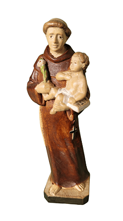 Santo Antônio com Menino 15 cm Tons de Marrom.