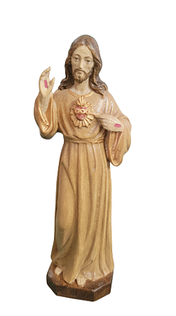 Sagrado  Coração de Jesus 15 cm Tons de Marrom