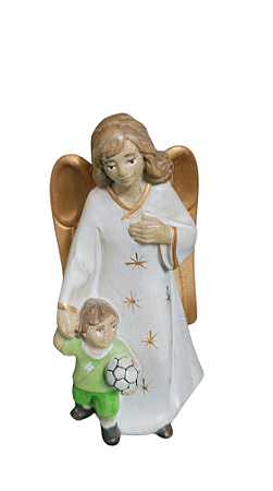 Anjo da Guarda com Menino - 11,5 cm - Colorido.