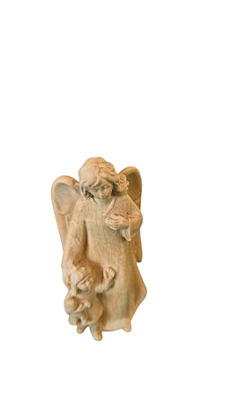 Anjo da Guarda com Menina - 8,5 cm - Natural.