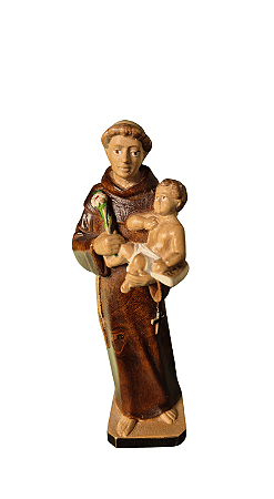 Santo Antônio com Menino - 15 cm - Tons de Marrom.