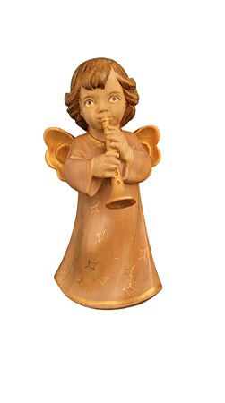 Anjo com Corneta - 22 cm - Tons de Marrom.