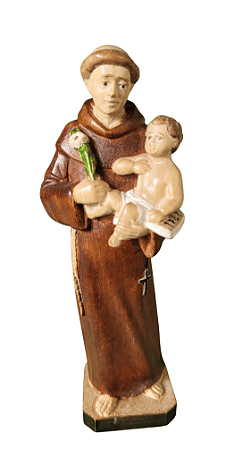 Santo Antônio com Menino  - 15 cm  -  Tons de Marrom.