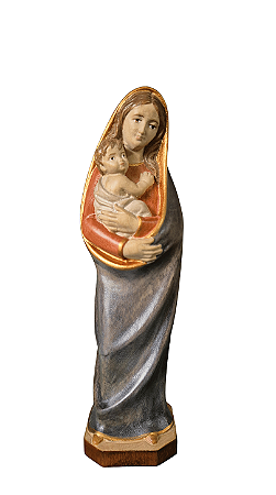 Nossa Senhora com Menino - 20 cm - Colorido.