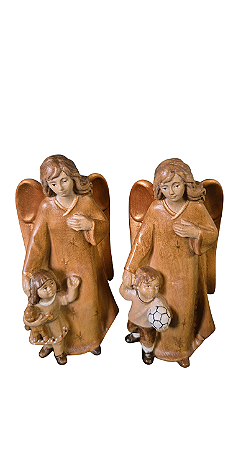 Conjunto Anjo da Guarda 11,5 cm Tons de Marrom.