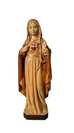 Imaculado Coração de Maria - 20 cm - Tons de Marrom.