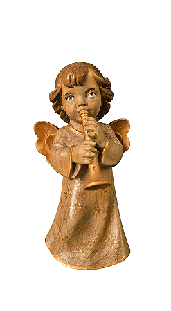Anjo com Corneta - 22 cm - Tons de Marrom.