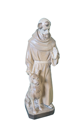 São Francisco com Lobo - 13 cm - Tons de Marrom.