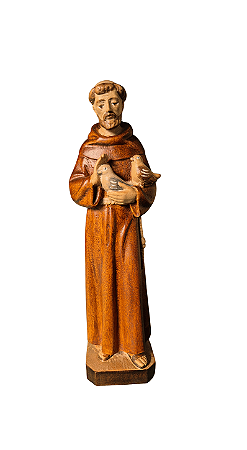 São Francisco Com Pombas - 19 cm - Tons de Marrom