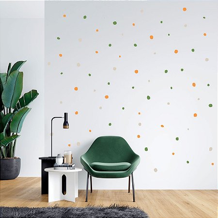 KIT MINI ADESIVO BOLINHAS IRREGULARES 3 CORES VERDE MENTA, LARANJA CLARO E FENDI
