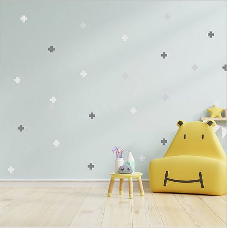 KIT MINI ADESIVO SINAL DE MAIS 3 CORES CINZA ESCURO, CINZA MÉDIO E CINZA CLARO