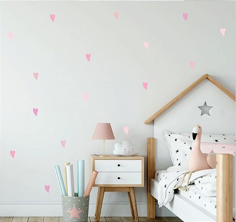 KIT MINI ADESIVO CORAÇÃO 4 CORES ROSA FÚCSIA, ROSA BEBÊ, ROSA ANTIGO E ROSA CLARO