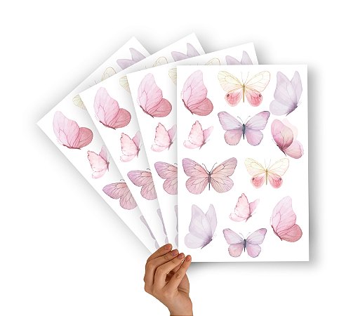 Mini Adesivos Borboletas Rosa