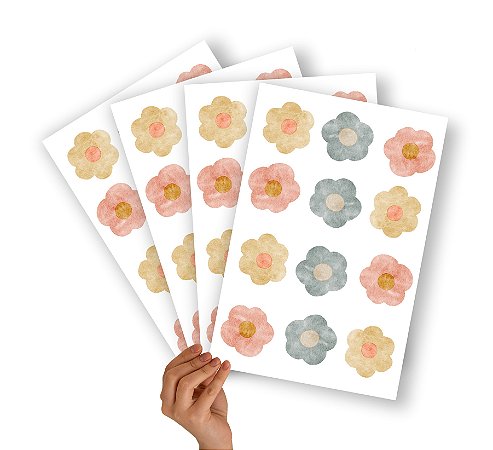 Mini Adesivos Cartela Floral Aquarela