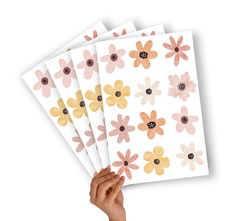 Mini Adesivos Cartela Floral Aquarela Premium