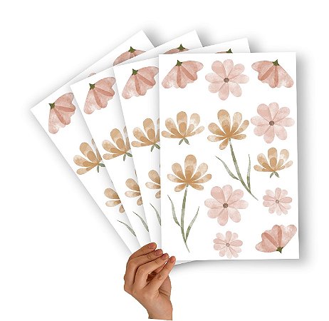 Mini Adesivos Cartela Flores Delicadas Aquarela